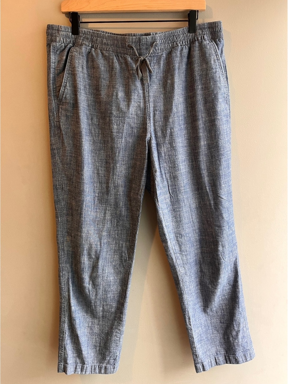 L.L. Bean Women's Lakewashed Pull-On Chambray Chino Pants Blue Size 14